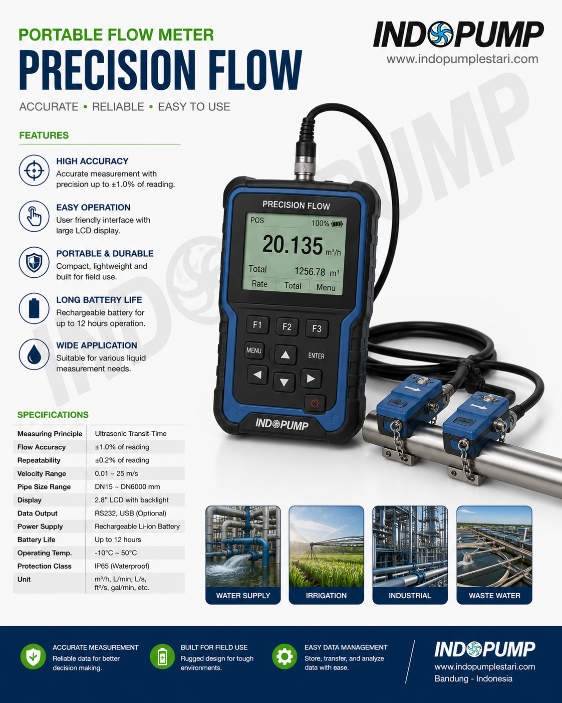 Portable Flow Meter - Indopump - Aksesori